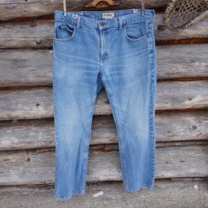 Vintage LL Bean Jeans. Distressed Light Blue Wash with Great Fade. 36x29